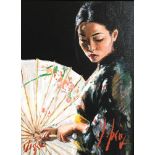 FABIAN PEREZ. Framed, signed limited edition 1/195 hand embellished giclee canvas ‘Michiko with