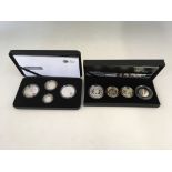 The Royal Mint 2008 and 2009 silver proof piedfort collections including Kew Gardens 50p coin, eight