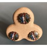 A pair of cloisonne clip on earrings and matching brooch.