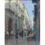 A. FISRENTIO. Framed, signed, oil on board, Italian street scene, 24.5cm x 19cm. Together with a