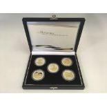 The Royal Mint two 2006 Britannia Golden Silhouette Collection five-coin sets, ten coins in total,