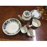 Midwinter cream and blue tea ware