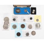 A collection of coins to include a Charles I half crown, a Constantine the Great coin, an Allectus