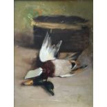 HARRY FIDLER. Framed, signed and dated ‘1893’ verso, oil on canvas, still life of two dead birds,