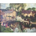 E. J. DIXON (after Stanhope A. Forbes). Framed, signed, dated ‘1942’, oil on canvas, English village