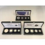 The Royal Mint Britannia Collection 1997, 1998 and 2001 sets, twelve coins in total, with