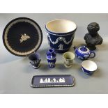 A selection of various Wedgwood to include a black Jasperware bust of female, small teapot