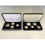 The Royal Mint 2005 and 2007 silver proof piedfort collections, nine coins in total, with