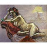 ROY PETTITT. Framed, unglazed oil on board, nude study, 48.5cm x 43.5cm,