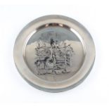 A silver Mr Pickwick Christmas plate, hallmarked Birmingham 1976, with makers mark TK&S for Toye,