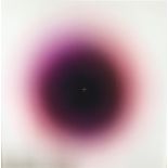 CHRIS LEVINE. Unframed print on board, purple abstract composition, 159cm x 159cm. (ARR)