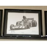 A. STAMMERS, study of Jackie Stewart, 1973. Elf Tyrrell, third world championship. Signed by