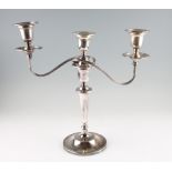 A single silver weighted candelabra, with knopped stem on circular foot, hallmarked Sheffield