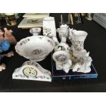 A selection of Aynsley chine to include clock, bowl, animal figures etc.