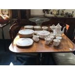 A parason ware china tea set, together with a large glass bowl