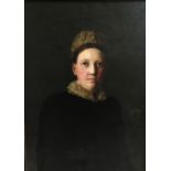 A framed, unsigned, oil on canvas portrait of a lady.