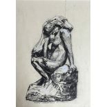 V. MARTINS. Framed, glazed, signed chalk on paper titled ‘Rodin’s Mother and Child’, 47cm x 60cm.