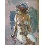 ROY PETTITT. Framed, unglazed oil on board, nude study, 29.5xm x 35cm.