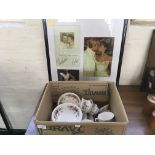 A framed David and Victoria Beckham wedding picture, together with a floral bone china tea set