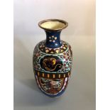 A square shaped cloisonne flower vase with bird, floral and dragon decoration, approximately 24 cm