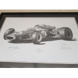 A. STAMMERS, study of Jack Brabham, 1966. Third World Championship, Repco Brabham. Signed by Sir