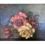 F. W. BANNISTER. Framed, unglazed, signed oil on canvas, still life, 47cm x 58cm. together with F.