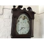 A 'Waight Birmingham' mahogany long cased hall clock with moon and sun face.