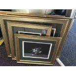 S. HOWELL. Five framed, glazed and mounted, signed watercolours of still lifes.