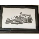 A. STAMMERS, study of Niki Lauda, 1975. Ferrari 312T, 1st World Championship. Signed by Lauda,
