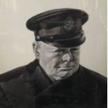 MARC STONE. Framed, glazed, signed realist image Winston Churchill, 68.5cm x 69cm,