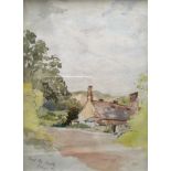 *Framed, dated ‘1895’, watercolour on paper, cottage in the countryside, 29.7cm x 22.1cm.