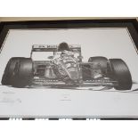 A. STAMMERS, study of Jean Alesi, 1993. Ferrari at Imola. Signed by Jean Alesi, 85cm x 65cm, Edition