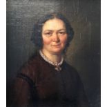 Framed, unsigned oil on canvas, portrait of a lady, 49.4cm x 45.3cm.