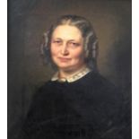 Framed, unsigned oil on canvas, portrait of a lady, 49.5cm x 52cm.