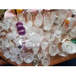 A collection of assorted cut glass.