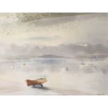 ROLAND VIVIAN PITCHFORTH R.A. Framed, glazed and mounted, signed watercolour on paper, sailing boats