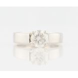 A diamond solitaire ring, set with a round brilliant cut diamond, measuring approx. 1.22ct, with