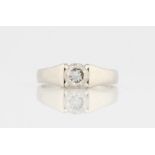 A diamond solitaire ring, set with a round brilliant cut diamond approx. 0.73ct, stamped PLAT,