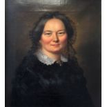 Framed, unsigned oil on canvas, portrait of a lady, 49.5cm x 52cm.