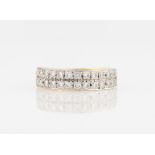 A diamond half eternity ring, set with two rows of round brilliant cut diamonds, total diamond