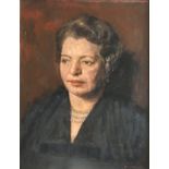 GEORGE WEISSBORT. Framed, signed oil on board, portrait of the artist’s mother, dated ‘57, 51cm x