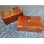 Two Victorian rosewood writing boxes with fitted interior.