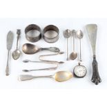 A collection of hallmarked silverware, to include a Georgian tea caddy spoon, a Georgian teaspoon,