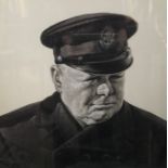 MARC STONE. Framed, glazed, signed realist image Winston Churchill, 68.5cm x 69cm.