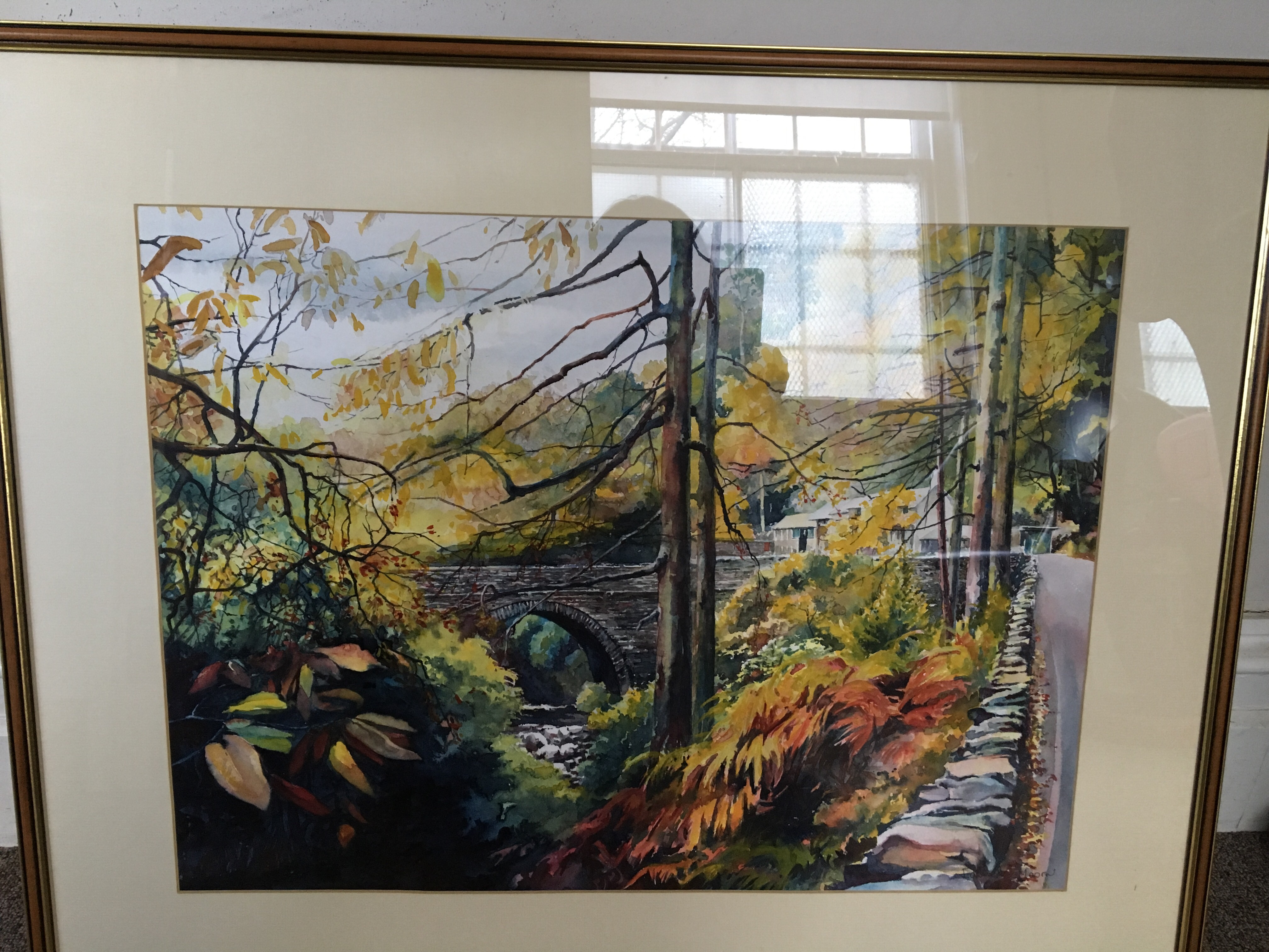 EDWIN MASON [RBSA]. Framed, glazed, signed watercolour on paper, autumnal scene, titled verso Pont