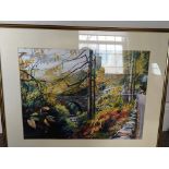EDWIN MASON [RBSA]. Framed, glazed, signed watercolour on paper, autumnal scene, titled verso Pont