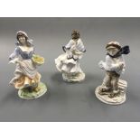 Two Coalport figurines ‘The Boy’ and ‘Visiting Day’, with Royal Worcester figurine ‘Old Coutnry