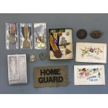 Military items belonging to John Parkes including aluminium cigarette case with card detailing