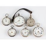 A collection of pocket and fob watches, to include two hallmarked silver pocket watches and four fob