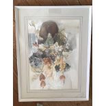 D. F. HADLEY. Framed, glazed signed watercolour, titled verso Autumn Scene With Vase, 32.5cm x